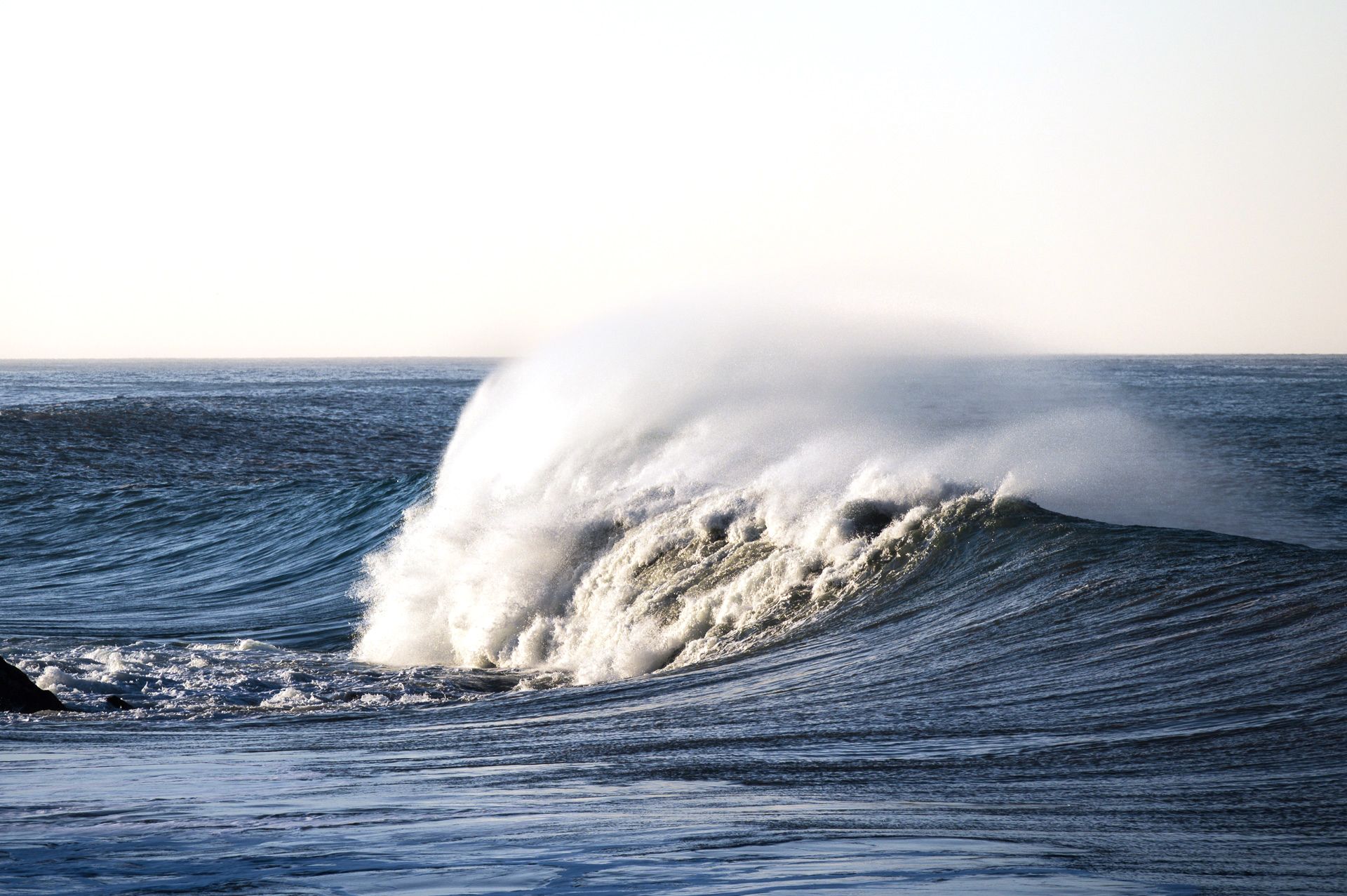 Welle mit Gischt am Morgen