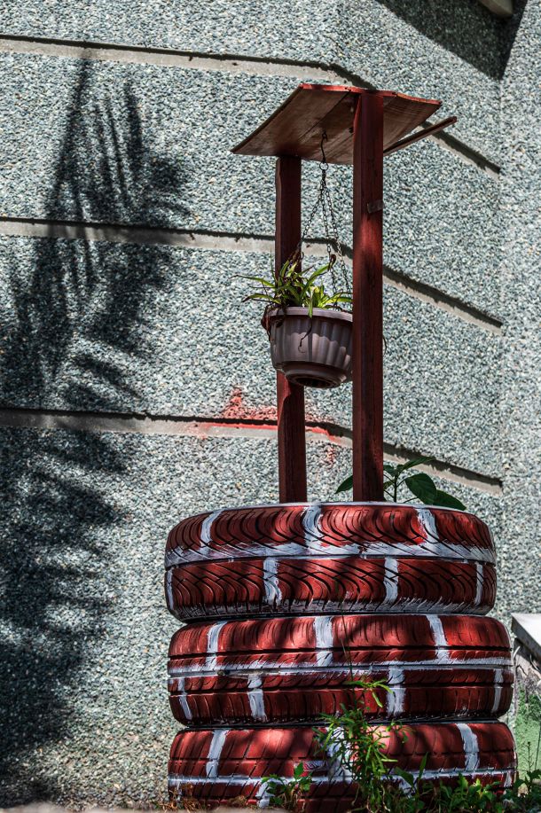 Reifen als Dekoration