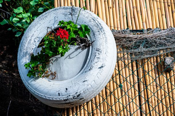 Reifen als Dekoration