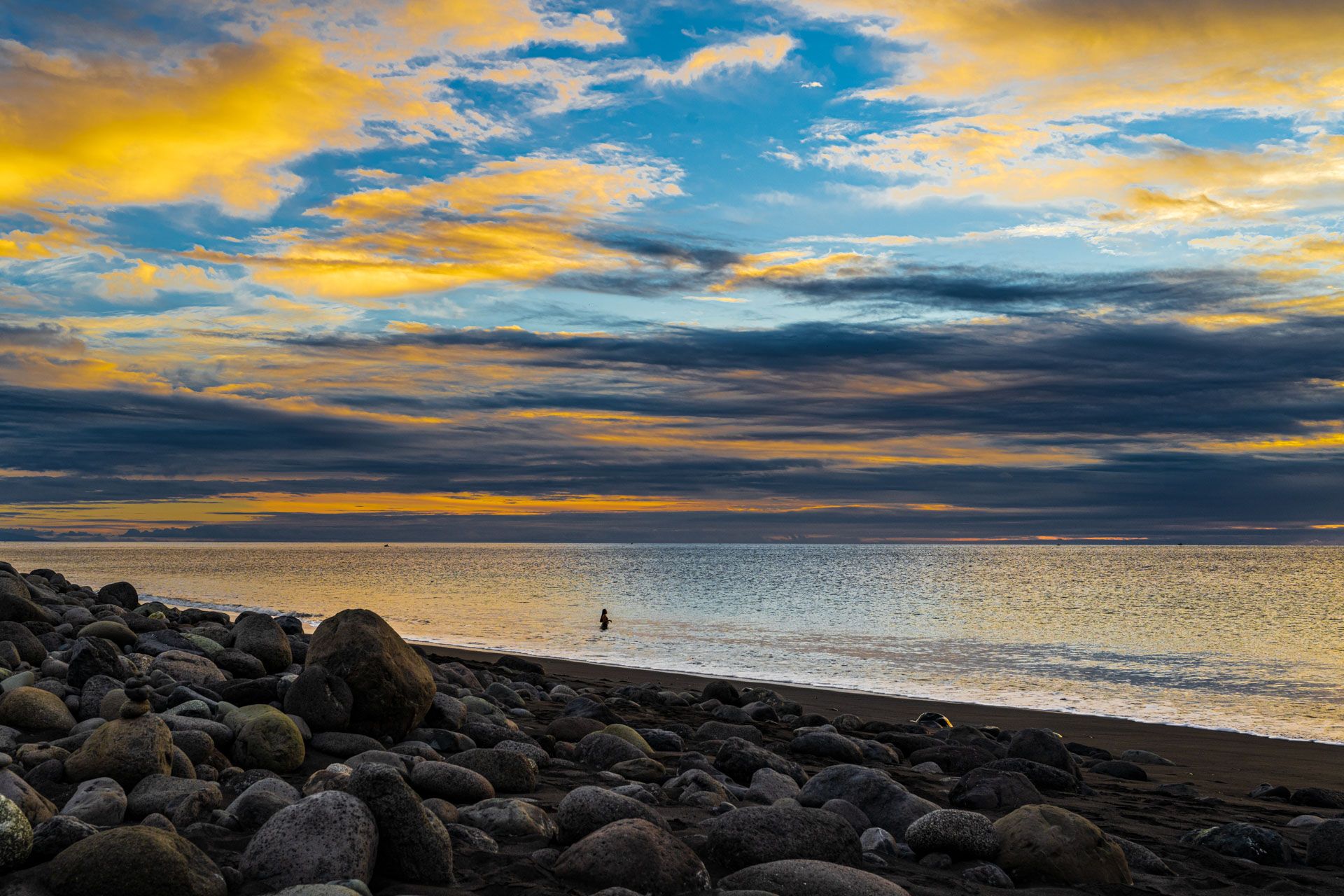 Baden im Sonnenuntergang